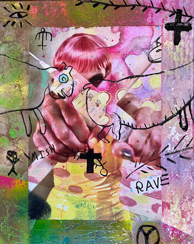 Rave (mixed media on canvas)